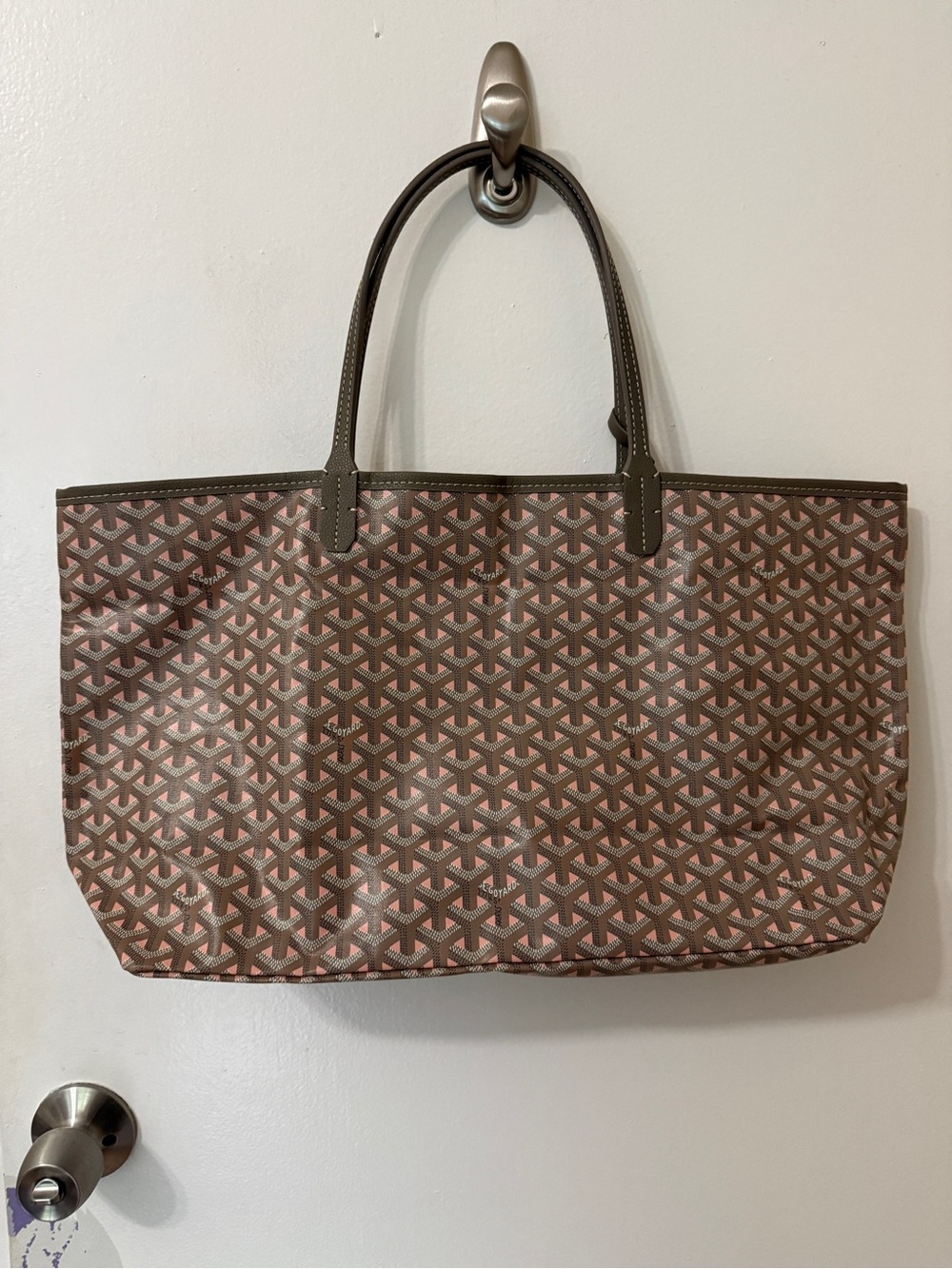 Pink and grey monogram tote. New, never used.
